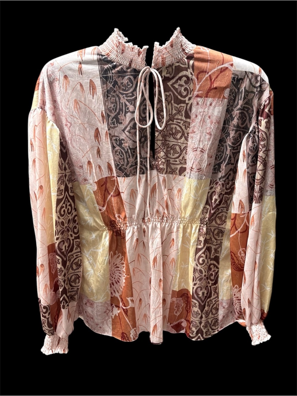 🌺Zara Pink Multi Patchwork Boho Blouse